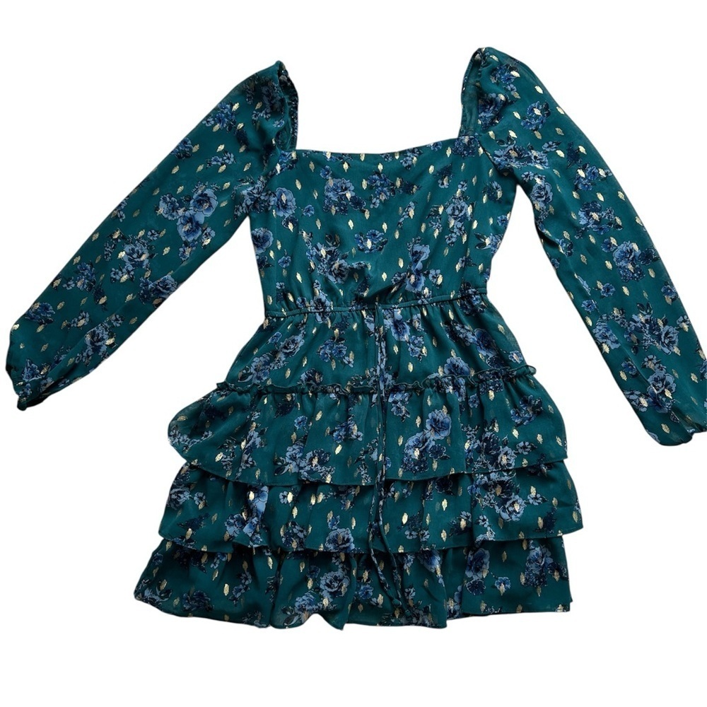 Floral Long Sleeve Tiered Dress
